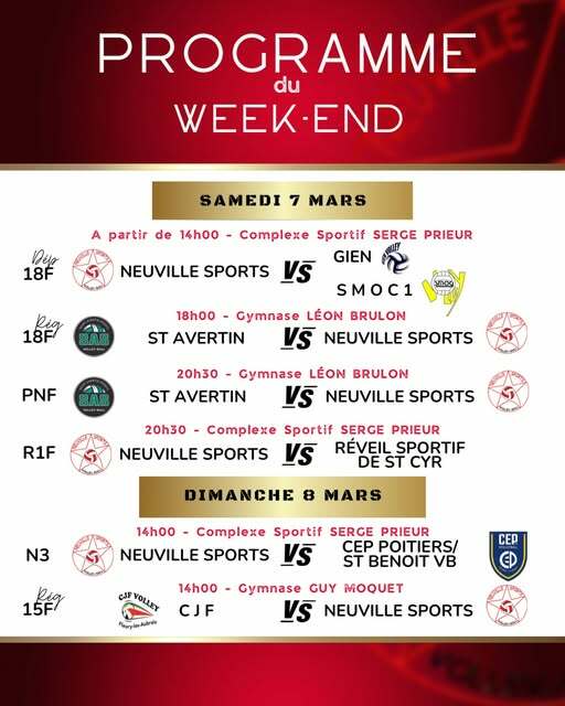 Matchs volley-ball du 7 au 8 mars  2026