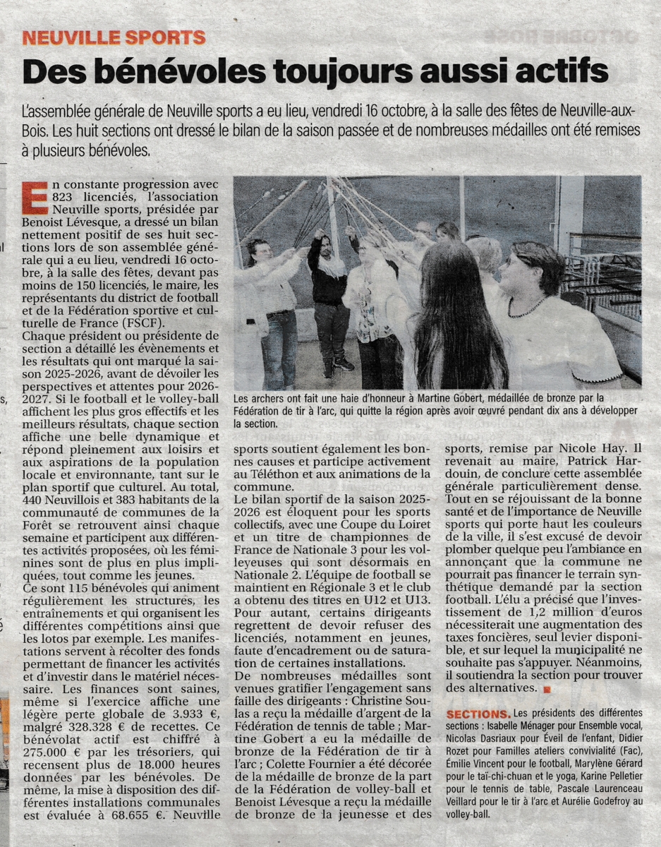 Assemblée Générale 2026 - Article du Courrier du Loiret