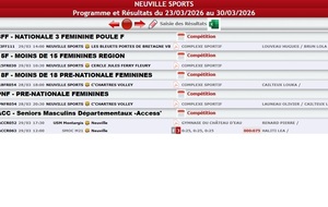 Matchs volley-ball du 23 au 30 mars  2026