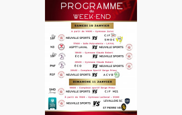 Matchs volley-ball we du 10 et 11 janvier 2026