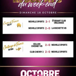 Résultats des matchs de volley des 17 et 18 octobre